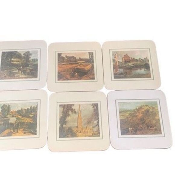 Vintage Clover Leaf Set of 6 Table Mats Coasters Constable Prints With Box - Picture 2 of 15
